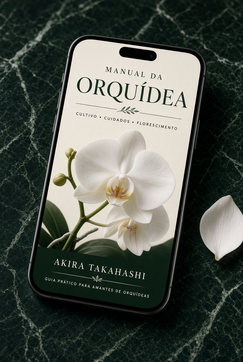 Manual da Orquídea aberto no celular